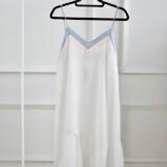 White summer dress with pink and blue details - Picture 1 of 8